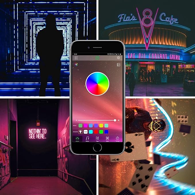 Smart Wi-Fi RGB LED Strip Lights, Music Synced, Color Changing with Remote, App Control for Bedroom Home TV Bar (32.8 FT)