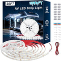 RV Awning LED Lights, 12V 20FT Camper Lights for Motorhome Travel Trailer Concession Stands Food Trucks, IP65 Waterproof RV Exterior Underglow Light, Daylight White