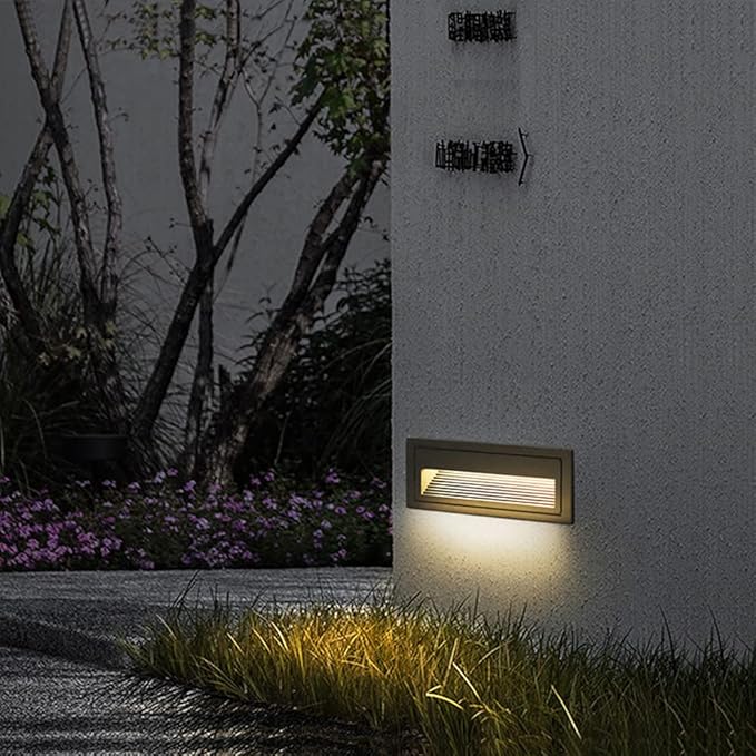6W LED Step Light Stairway Modern Wall Fixture with Horizontal Louver Faceplate for Indoor and Outdoor Waterproof Corner Foot Lamp Gray