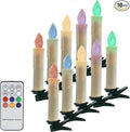Colorful LED Candle Battery Candlesticks 10pcs Remote Taper Candle LED Chandelier Flameless Candle Sticks with Clip for Christmas Tree Weddings Vigil and Menorah (4'', Ivory),Pack of 10
