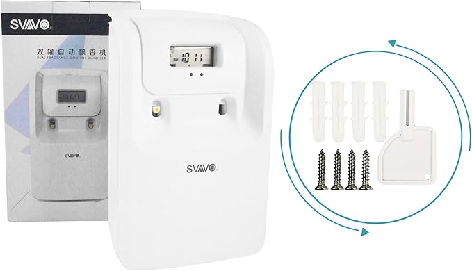 SVAVO Automatic Air Freshener Dispenser - LCD Display, Timer, Dual Can, Auto Fragrance Dispenser Programmable Aerosol Spray Perfume Dispenser for Bathroom, Hotel, Office, Commercial Place