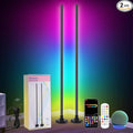 Corner Floor Lamp Set of 2, RGB LED Corner Lamp with Music Sync, Smart App and Remote Control Color Changing Ambience Light, 16 Million DIY Colors Timer Setting for Bedroom, Living Room