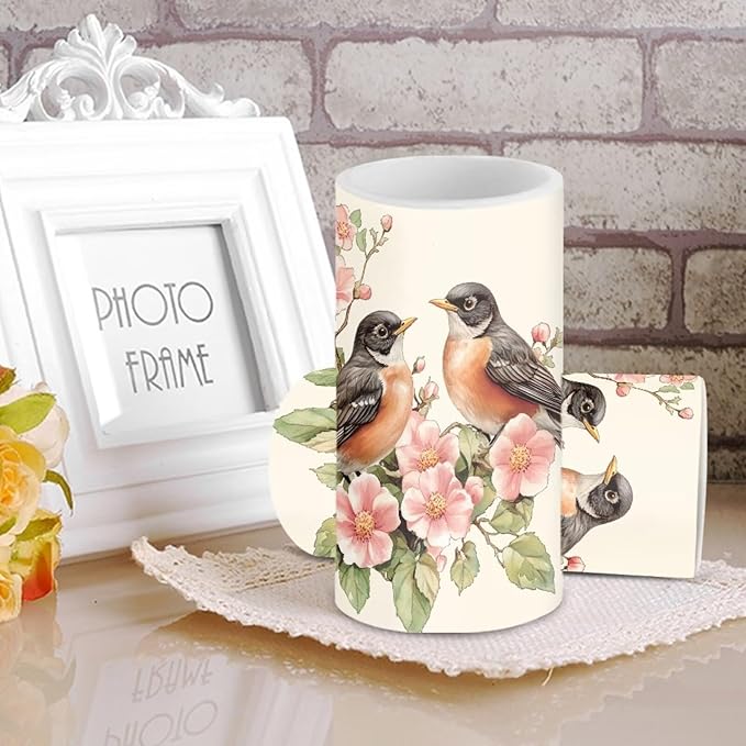 Robin Bird Flameless Candles 2 Pack 6 x 3 inch Battery Operated Candles with Multicolor Timer Remote Control LED Fake Candles for Warm Light Dinner Table Home Decor