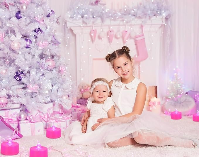 KOABY 24 Pack Pink Light Non-Flickering Flameless Tea Lights, Pink Base, Last 100H+, Battery Operated Tea Lights for Decor