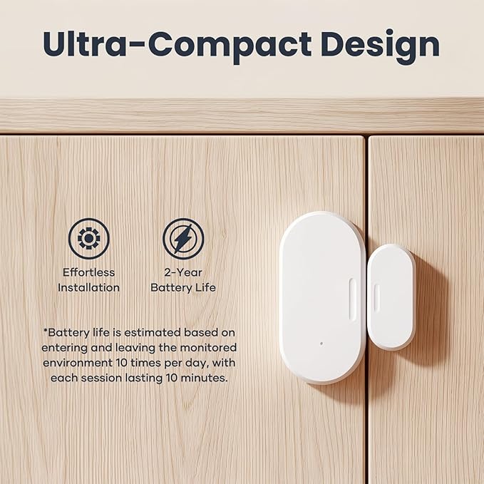 2 Pack Zigbee Door Sensor, Mini Smart Contact Sensors for Doors, Home Automation, Compatible with SmartThings, Alexa, Home Assistant, Hubitat, Aeotec and Homey (Zigbee Hub Required)