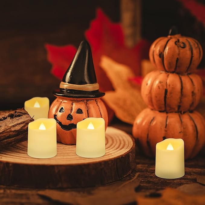 Rechargeable LED Tea Lights USB Flameless Warm White Votive Candles with Remote Battery Flickering Tealights Candle for Halloween Christmas Romantic Home Decoration (6 Packs,Warm White)