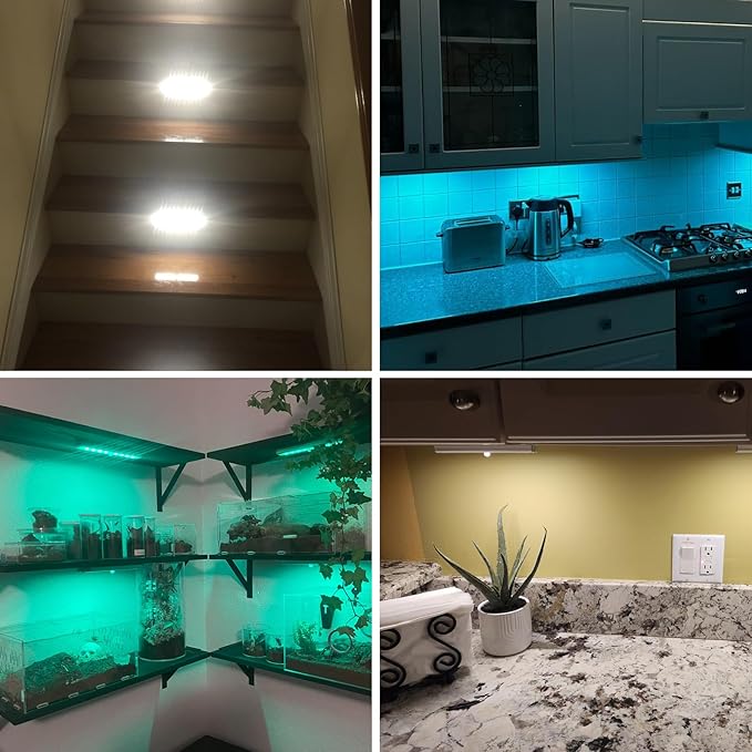 SZOKLED 58-LED Motion Sensor Under Cabinet Lights Wireless, RGB Closet Light Night Lights Remote, 1100mAh Rechargeable Under Cabinet Lighting Counter Lights for Indoor Kitchen, Stair (6 Packs)