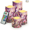 Purple Hummingbird Floral Plastic Flameless Candles with Remote Control and Timer LED Flickering Battery Electric Pillar Candles for Table Decoration