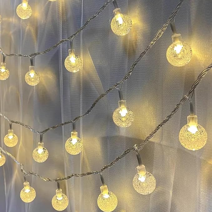 Bubble Globe String Lights USB Powered, 19.6 FT 40 LEDs 8 Modes Waterproof Hanging Crystal Ball Fairy Lights Remote for Indoor Bedroom Patio Party Decorations, Warm White