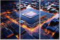 Circuit Board Pictures 3 Panels Wall Decor for Bedroom Canvas Prints 3D Technology Motherboard Posters & Prints Prints for Wall Decor Stretched and Framed Ready to Hang 60"Wx40"H