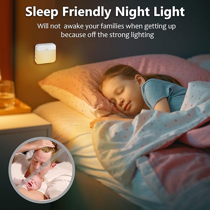 USB Rechargeable Battery Night Light Indoor,Stick-on Motion Sensor Puck Night Lights-No Need Plug Into Wall,Mini Motion Sensor Closet Lights for Stair Hallway Bedroom Toilet Cabinet,6 pcs,Warm White