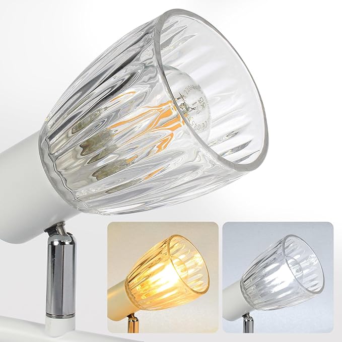 HiBay 2-Pack Lampshades, Clear Striped Bell Glass Shades, Lighting Fixture Accessory Lampshade Cover Replacement, Fit for E12 Base Pendant Lights Table lamp Sconce Chandeliers