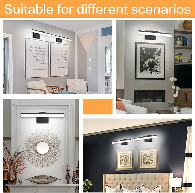 SOLFART 18Inch LED Vanity Light Bathroom Light Fixtures Over Mirror Black Vanity Lights for Bathroom Modern Lighting Fixture ND