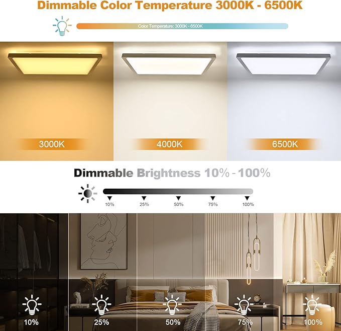 LEZOE RGB LED Ceiling Light Dimmable with Remote Control, 18W 1800lm Color Changing Light Flush Mount Fixture, 8.6 Inch 3000K-6500K Ceiling Lamp for Bedroom Kitchen Hallway Party Living Room