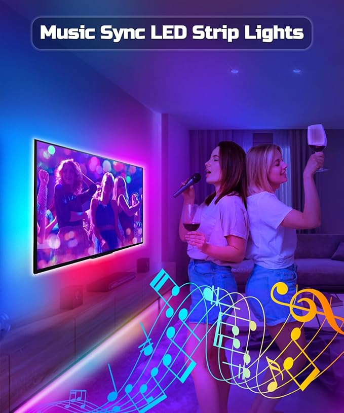 TV LED Backlight, 23ft TV LED Lights for 75-100 inch,RGB TV Backlight Behind,USB Strip Lights Behind TV, Color Changing Sync with Music, Bluetooth App Controlled Led Lights for Bedroom Home Decor