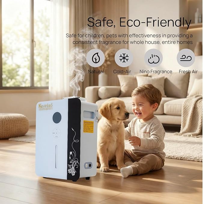 Kevinleo Scent Diffuser Machine WiFi Control for 7,500 Sq.Ft Large Spaces, 800ml Aromatherapy Nebulizing Waterless Diffuser Lasting-Long Fragrane,Essential Oils Diffuser HVAC for Office, Hotels