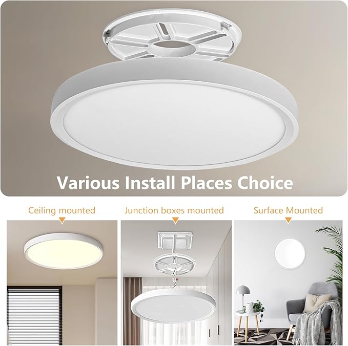 6PK 12 Inch LED Flush Mount Ceiling Light, 24W, 2520LM, 3000K/4000K/6000K CCT Selectable Super Slim LED Ceiling Light, Close to Ceiling Round Flat Panel Light for Hallway, Bedroom,Kitchen ect