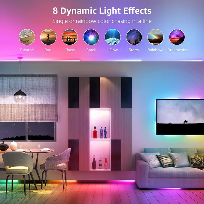 Lepro LED Strip Lights, 65.6ft Music Sync MagicColor Dreamcolor Light Strip with Remote, Christmas Gifts for Men & Women, 5050 RGB Lights for Bedroom, Home, Gaming Room, Party, Wall Decorations