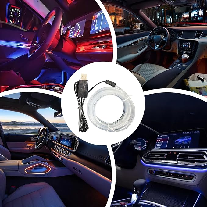 Car LED Lights Interior, 7-Color Voice-Activated LED Strip Lights, Automotive Trim for Dashboard Monitor Eaves Shelf Courtyard Bedroom Living Room TV