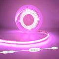 Pink LED Strip Lights USB 5V 4.9ft Small Dimmable COB Light Strip with USB Dimmer Switch for Bedroom/Gaming Setup/DIY Crafts/TV Backlighting/Indoor Ambiance Decor