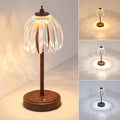 Tulip Table Lamp with 5200mAh Battery & Touch Control, Small Cordless Table Lamp with 3 Colors, Rechargeable Battery Operated Table Lamps for Bedroom, Desk, Bedside (Transparent-Walnut Color)