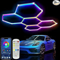 25Pack RGB Hexagon led Garage Lights,5 Hexagon Light with Multi Color,Dimmable&Speed Adjustable RGB Hex Wall Lights,DIY Design for Remote Control & Smart App Control Music Modes