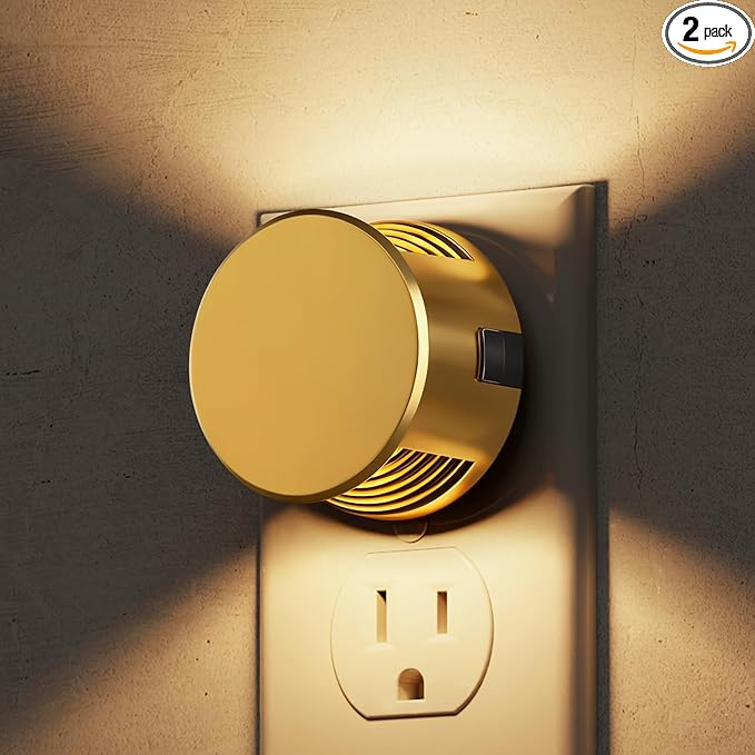 L LOHAS LED Night Lights Plug into Wall, Plug in Night Light with Dusk to Dawn Sensor,Brightness Adjustable,3000K Warm White,Dimmable Gold Nightlight for Adults Hallway Bathroom