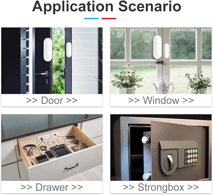 WiFi Door Window Sensor: Smart Contact Sensor with App Alerts, Door Open Detector Compatible with Alexa Google Assistant, Entry Detector Sensor for Home Security and Home Automation (2-Pack)