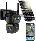 Security Cameras Outdoor WiFi,5G/2.4G Cameras for Home Security Solar Power with Dual Lens,Motion Detection,Night Vision,2-Way Audio,Weather Proof,No Subscription Fee