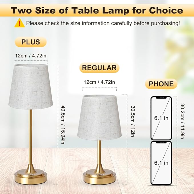 Small Cordless Table Lamp Rechargeable,5000mAh Battery Operated Desk Lamp,3 Colors & 7 RGB Stepless Dimmable,Touch Ambient Light for Bedside,Bedroom,Dining Room,Living Room,Gold,FlaxenShade