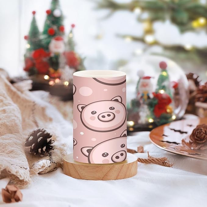 Cute Pigs Flameless Candles Color Changing LED Candles with Remote Control Battery Candles for Outdoor and Indoor Home and Room Decoration, 3'' x 4''/5'' Set of 2 Pieces