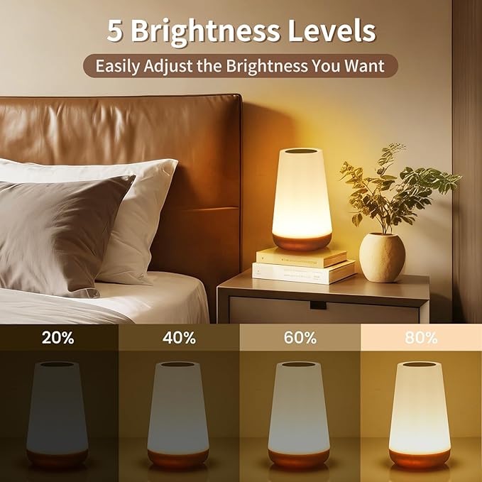 Night Light, Touch Bedside Table Lamp, Remote Control Dimmable Desk Lamp with RGB Color Changing, Portable Table Bedside Lamps for Bedroom, Living Room