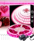 Pink 30ft Led Lights Strip Valentines Day Decor Rope Lights Easy DIY Princess Bedroom Cuttable Strip Lights for Baby Room Bathroom Living Room Kitchen Ceiling Wall Vanity Mirror Decoration