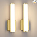 15.7 Inches Modern Bathroom Led Wall Sconces,18W 3000K Hardwired Wall Light with White Acrylic Lampshade,Indoor Bathroom Vanity Light for Mirror Bedroom Living Room Hallway(Gold,2Pack)