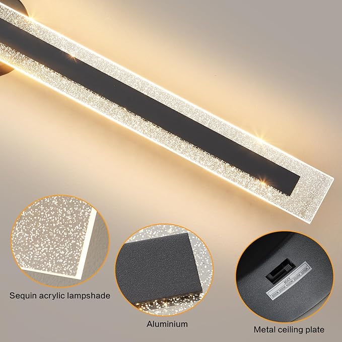 Modern Black Wall Sconces 39.4In Hardwired Light Fixtures 3000K Dimmable LED Sconce Lighting Indoor Wall Lamps for Living Room Bedroom Hallway Stairs