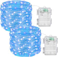 Christmas String Lights Waterproof 100 LED Battery Operated Fairy Lights Indoor Outdoor for Wedding Home Party Christmas Holiday 2PC (Blue)