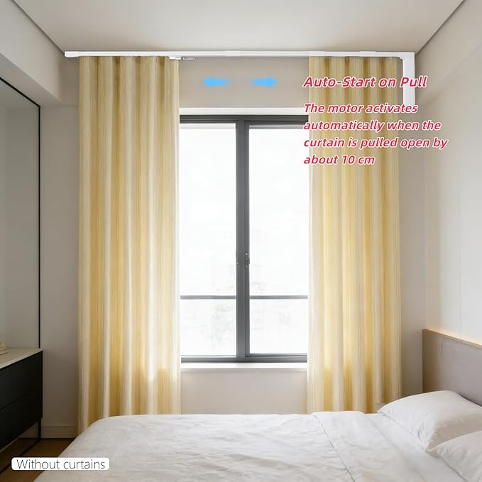 Electric Curtain Track, Retractable Motorized Curtains Rod From 7-20ft, Automatic Curtain Opener with Smart/Manual Control, Smart Curtains System for I-Rrail and U-Rail (For 7-20ft)