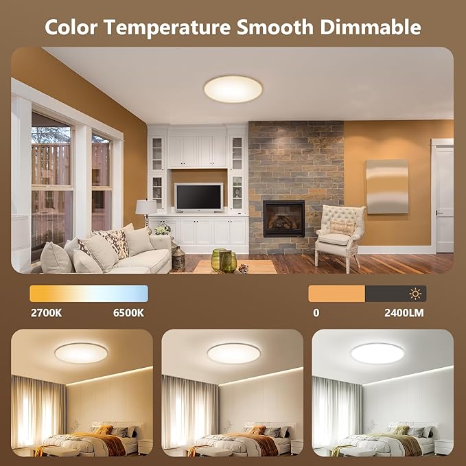 Smart Ceiling Light Replacement Kit, RGB LED Ceiling Fan Light Retrofit Kit, 1200LM, DIY Color, Compatible with Alexa, 2700K-6500K for Bedroom, Living Room, 5.5 Inch, 120V, ETL