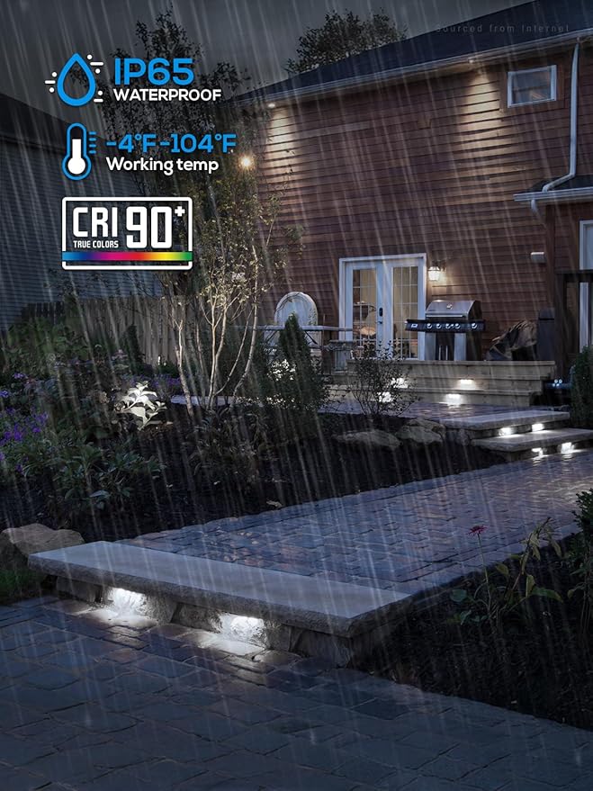 LEONLITE 8-Pack 7 Inch LED Hardscape Lighting, Update Retaining Wall Lights, LED Landscape Lighting, 12-24V AC/DC Paver Light Low Voltage, 3W/4W/5W Dimmable Outdoor Step Lights, 5000K Daylight, ETL