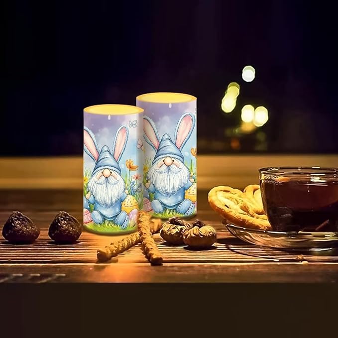 Flameless Candles LED Easter Gomes Stars Decorative Candles Battery Operated Ornage Flickering Candles with 18-Key Remote Timer Pillar for Home Living Room Party Table Decorations