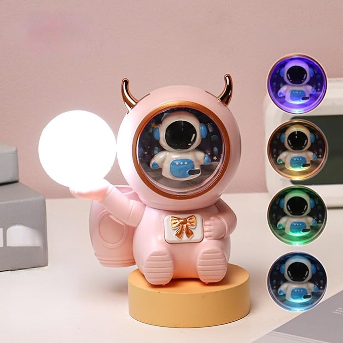 Cartoon Led Night Light for Kids with USB Rechargeable,Cute Birthday Gifts for Boys and Girls,Kawaii Room Decor Desk Accessories for Bedroom,Nursery Night Lamp for Baby (Pink)