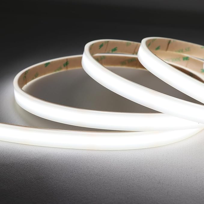COB White LED Strip Lights, 6000K 528LEDs/M 90Ra+ DC12V Silicone Tube LED Lights Strips, Outdoor Waterproof IP67 Linear COB LED Tape Lights for Boats Interior Deck Cabin, Wheel, Cabinet Lights