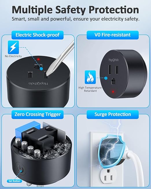 Remote Control Outlet,15A/1500W, 500 Feet RF Range Remote Light Switches Kit, No Wiring Needed Wireless Remote Outlet for Light, Small Electrical Appliance, with Anti-Surge 4000V, Black