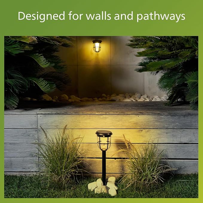 Philips Solar LED 1-Pack Ultra-Efficient Pathway Light - Radii, Automatically Linkable, Dusk to Dawn, Motion Sensor, 3000K Bright White Light, IP44, Black