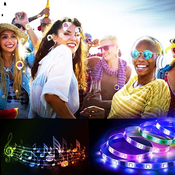 RUISHINE Led Lights for Bedroom & Living Room - 100 ft Color Changing RGB LED Strip Light Tape with 44Key Remote