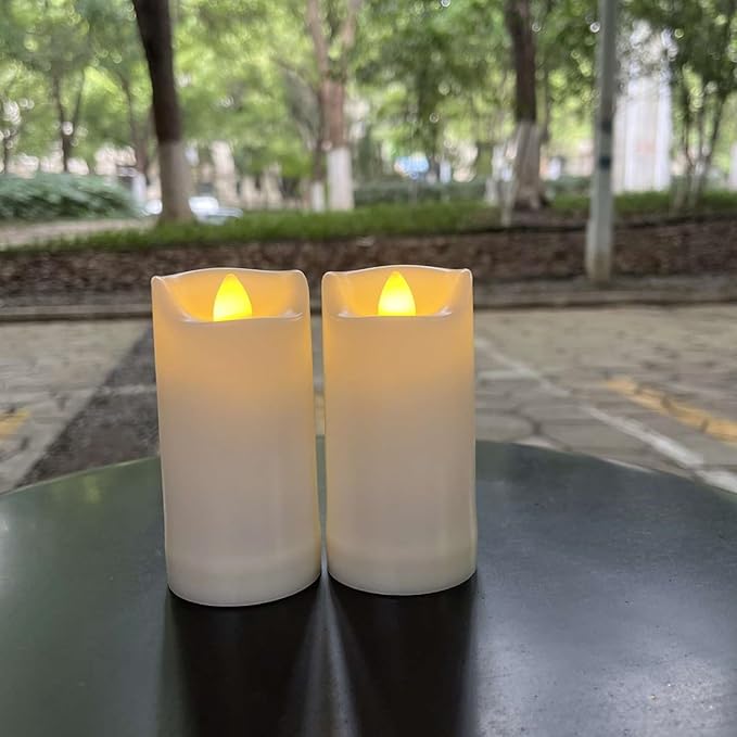 2 Pack LED Flameless Candles Battery Operated Outdoor LED LightFake Flickering Waterproof Candles for Home Decorations Garden Decor Wedding Party Christmas Party
