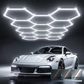 HYPERLITE Gen 2 Hexagon Garage LED Light, Upgraded 3 Level Dimmable 399W 39900LM Super Bright Garage Detailing Lights, 14 Grids Hex Shop Lights, Hexagon LED Lights for Basement, Car Detailing, Gym