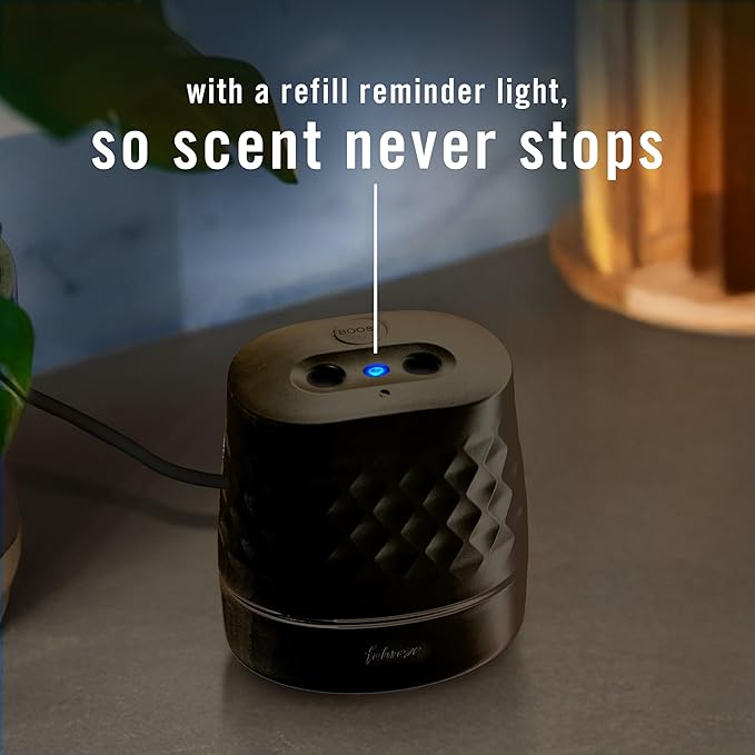 Febreze PLUG Scent Booster Starter Kit, Black, Oil Diffuser, Air Freshener Plug In, Continuous Scent Device + 2 Ocean Refills