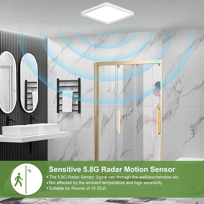 LEZOE 24W Motion Sensor LED Ceiling Light dimmable with Remote, 12Inch 2400lm 3000K/4000K/6500K Flush Mount Ceiling Lighting Fixture, Radar Sensor Lamp for Hallway Closet Laundry Porch Stair