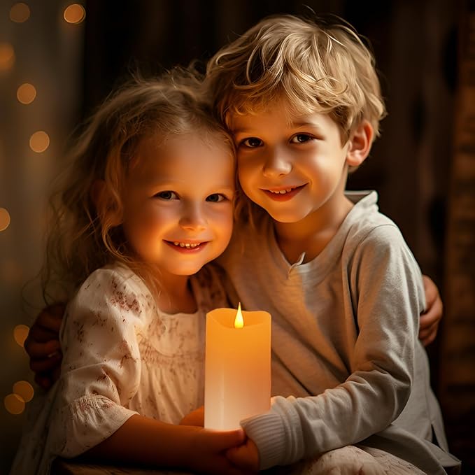 Battery Operated Flameless Candles with Remote Control Timer Flickering LED Candles with 3D Moving Flame Real Wax Fake 3"x 5" Ivory Realistic for Home Wedding, Festival Christmas Party Decoration
